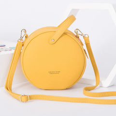 Circular Leather Women Shoulder Bag Crossbody Messenger Bags