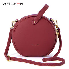 Circular Leather Women Shoulder Bag Crossbody Messenger Bags