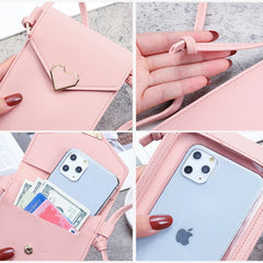 Personalized Crossbody Shoulder Bag Pink Touch Screen Cell Phone Purse