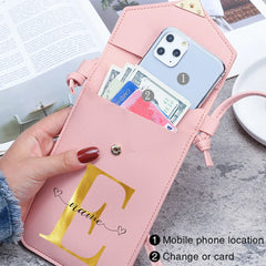 Personalized Crossbody Shoulder Bag Pink Touch Screen Cell Phone Purse