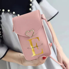 Personalized Crossbody Shoulder Bag Pink Touch Screen Cell Phone Purse