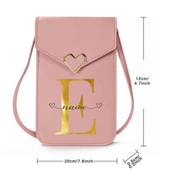 Personalized Crossbody Shoulder Bag Pink Touch Screen Cell Phone Purse