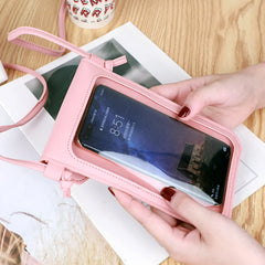 Personalized Crossbody Shoulder Bag Pink Touch Screen Cell Phone Purse
