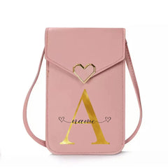 Personalized Crossbody Shoulder Bag Pink Touch Screen Cell Phone Purse