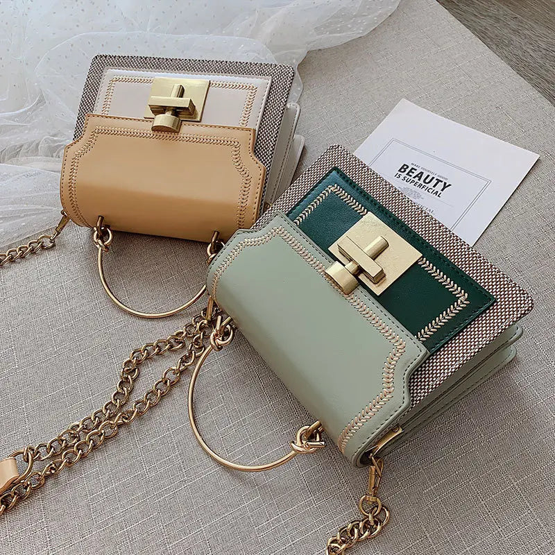 Vintage Pathwork PU Leather Women Crossbody Bag