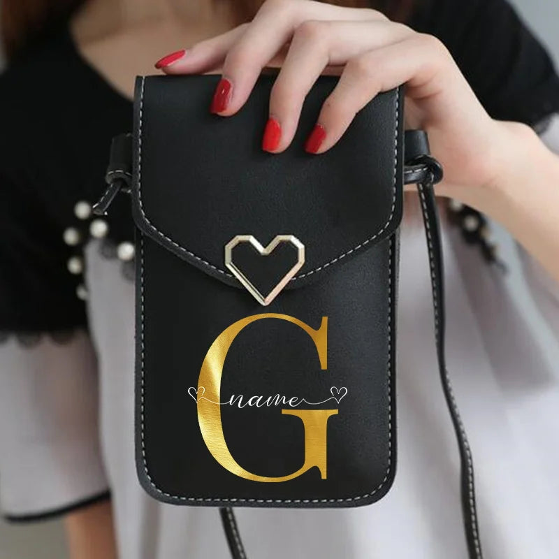 Women's Touch Screen Crossbody Bag Letter Purse for Mobile Phone