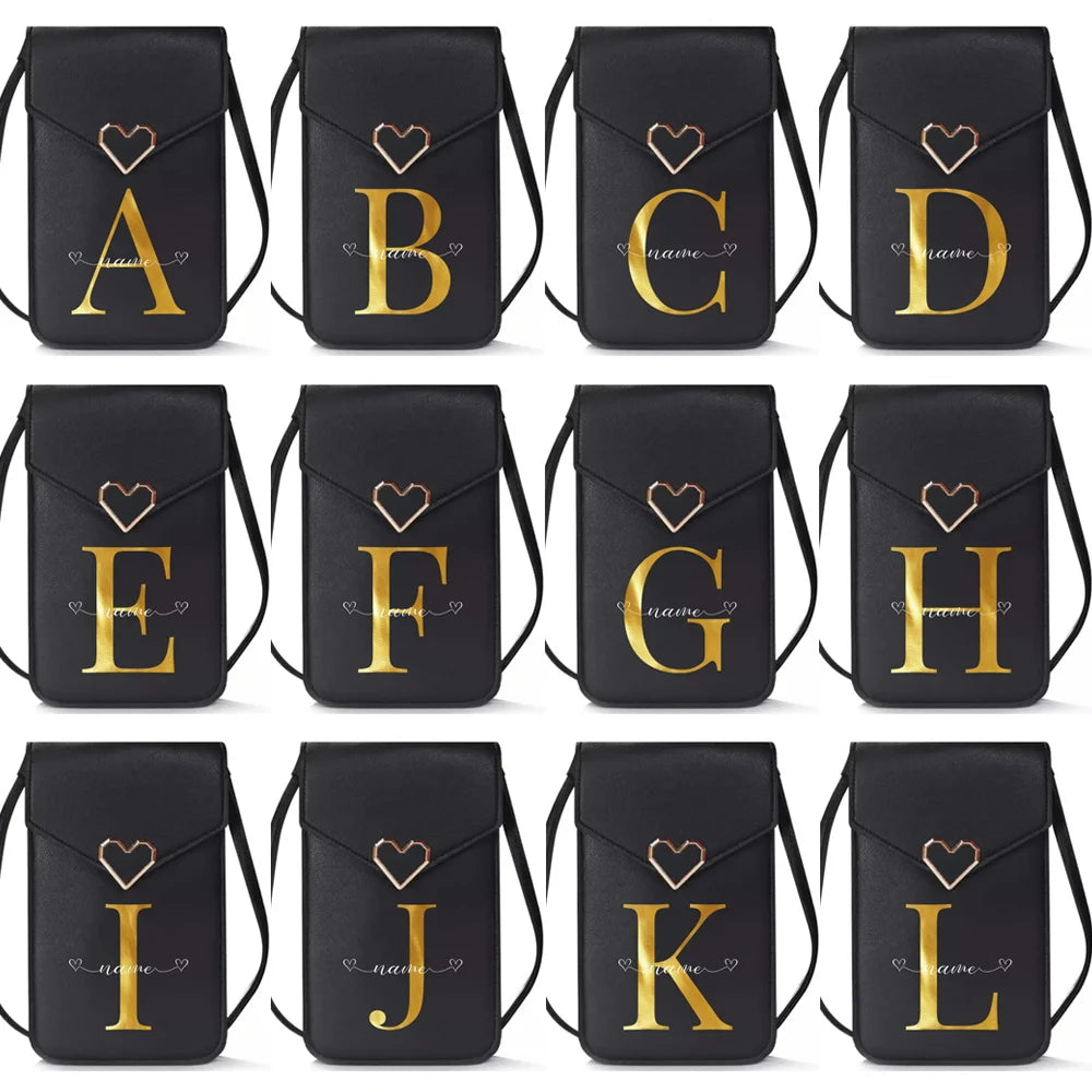 Women's Touch Screen Crossbody Bag Letter Purse for Mobile Phone
