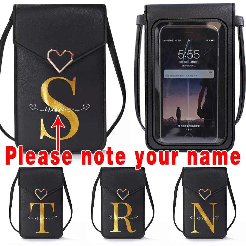 Women's Touch Screen Crossbody Bag Letter Purse for Mobile Phone