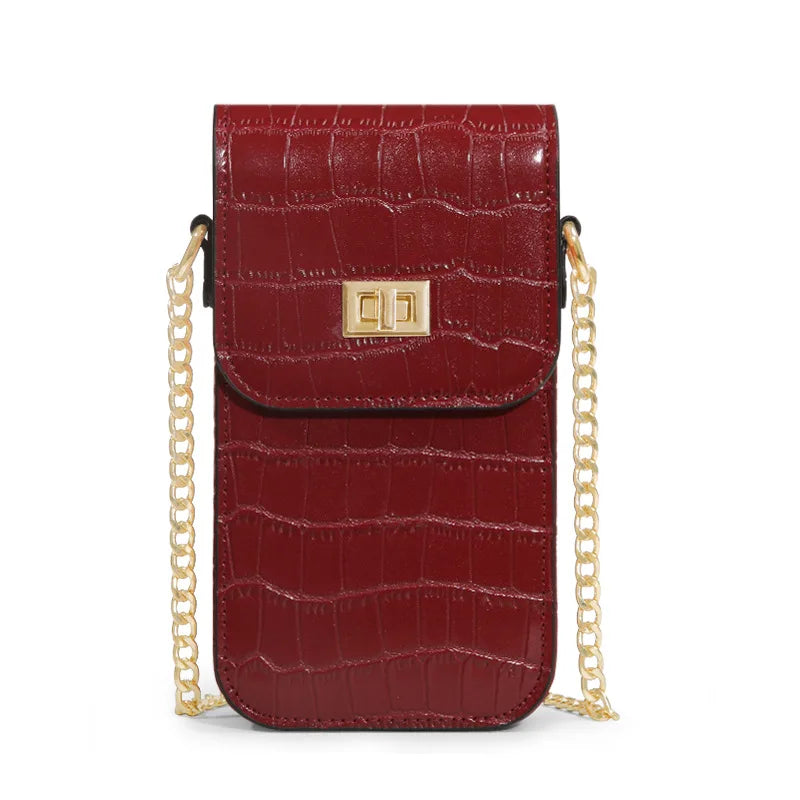 Small Crossbody Bags Stone Print Women's Mini PU Leather Shoulder Messenger Bag