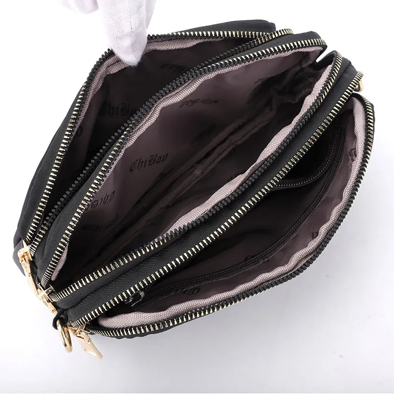 Waterproof Nylon Shoulder Bag for Women Zipper Handbag Purses