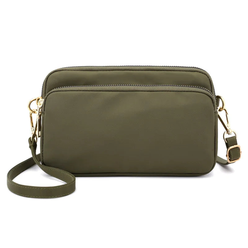 Waterproof Nylon Shoulder Bag for Women Zipper Handbag Purses