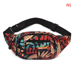 Leaf Printed Waist Bag Large Capacity Fanny Pack Men's Women Casual Travel Bag