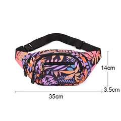 Leaf Printed Waist Bag Large Capacity Fanny Pack Men's Women Casual Travel Bag