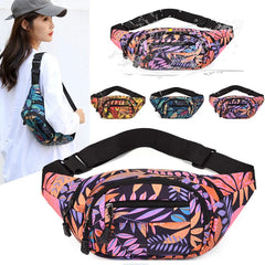 Leaf Printed Waist Bag Large Capacity Fanny Pack Men's Women Casual Travel Bag