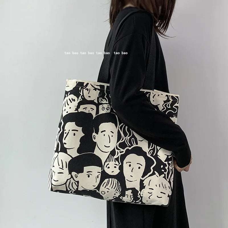 Canvas Shoulder Bag Large Capacity Lazy Style Women's Tote
