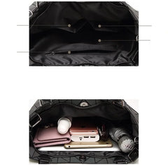Women Geometric Handbag Hologram Laser Tote Luminous Bag