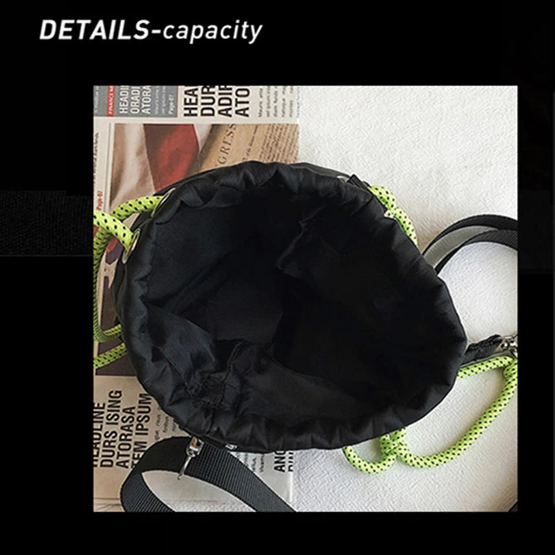 Unique Drawstring Bucket Bag Light Casual Shoulder Bag Mini Phone Bag