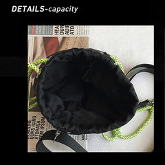 Unique Drawstring Bucket Bag Light Casual Shoulder Bag Mini Phone Bag