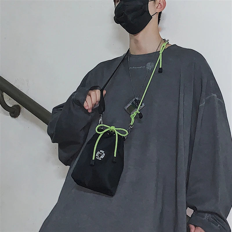 Unique Drawstring Bucket Bag Light Casual Shoulder Bag Mini Phone Bag