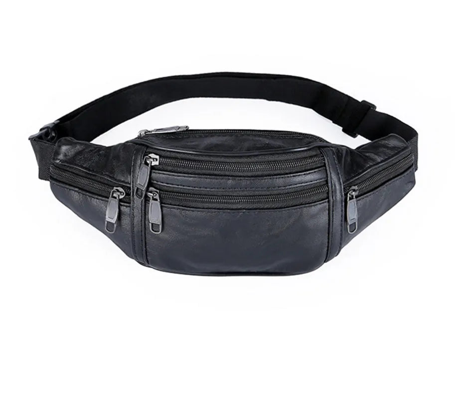 Men's Leather Waist Pack Travel Chest Bag Phone Crossbody Bag SH02