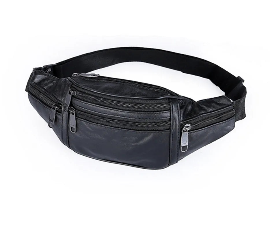 Men's Leather Waist Pack Travel Chest Bag Phone Crossbody Bag SH02