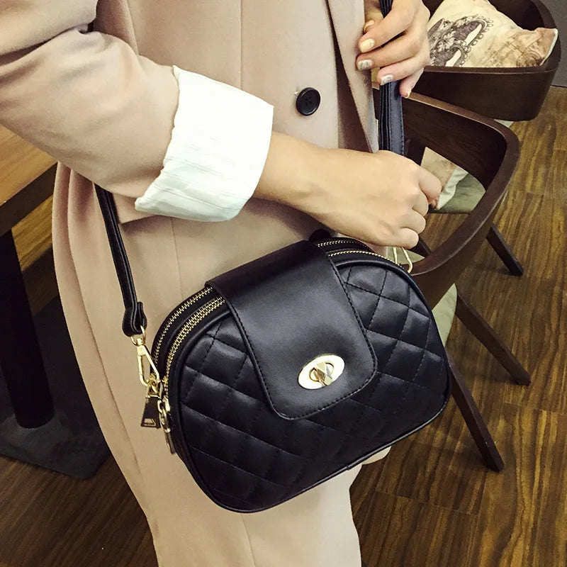 Women Shoulder Bag Rhombic Handbags Purse Chain Leather Small
