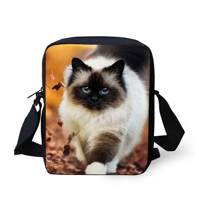 HUE MASTER Small Messenger Bag Animal Cat Dog Printing Kids Children