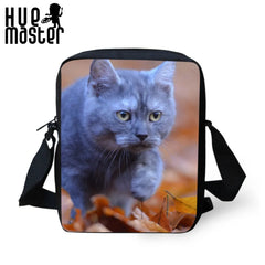 HUE MASTER Small Messenger Bag Animal Cat Dog Printing Kids Children