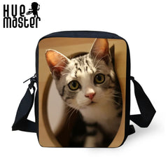 HUE MASTER Small Messenger Bag Animal Cat Dog Printing Kids Children