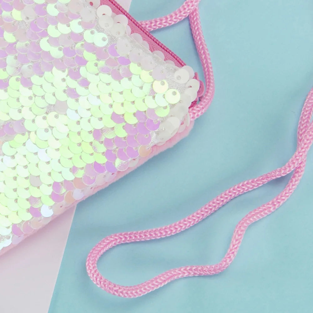 Mermaid Tail Sequins Coin Purse Crossbody Bag for Girls