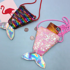 Mermaid Tail Sequins Coin Purse Crossbody Bag for Girls