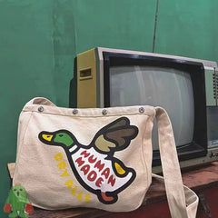 Japanese Duck Shoulder Messenger Bag Retro Canvas Tote Couple Casual Bags