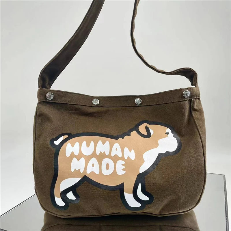 Puppy Print Canvas Messenger Bag Casual Shoulder Portable Large