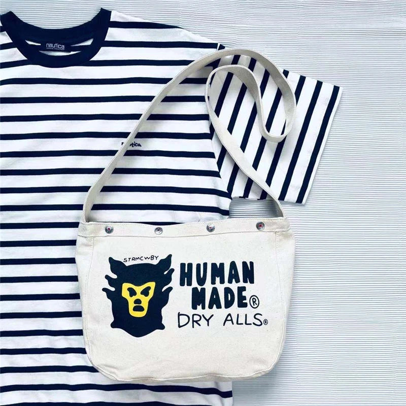 Monkey Head Print Shoulder Messenger Bag Vintage Couple Canvas Casual Bag