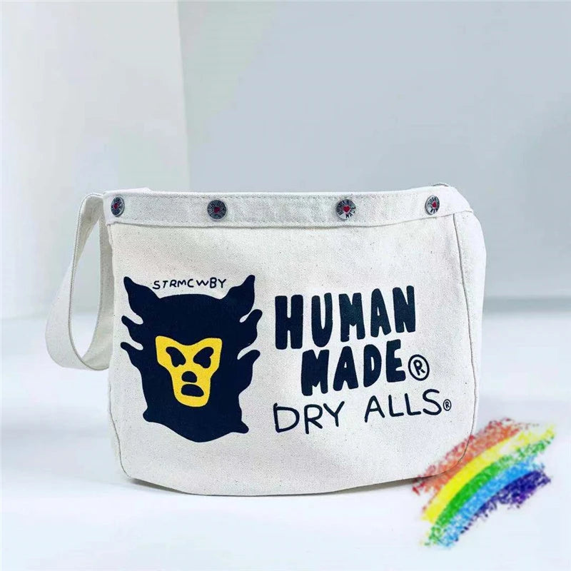 Monkey Head Print Shoulder Messenger Bag Vintage Couple Canvas Casual Bag