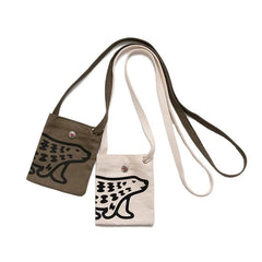 Polar Bear Print Canvas Messenger Bag