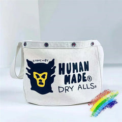 Monkey Head Print Shoulder Messenger Bag Vintage Canvas Casual Bag