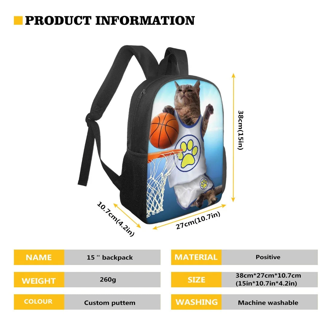 Music Note Print Backpack for Kids Schoolbag Teen Boys Girls Book Bag