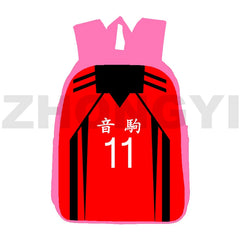 Haikyuu 3D Anime Nekoma Backpack 16 Inch Pink Student School Bag