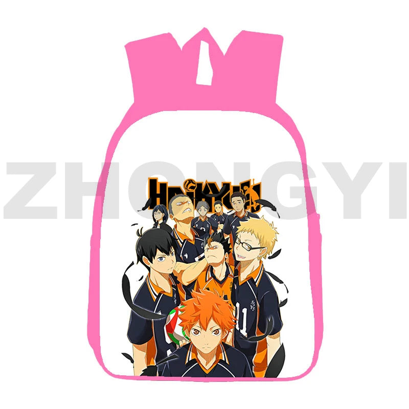 Haikyuu 3D Anime Nekoma Backpack 16 Inch Pink Student School Bag