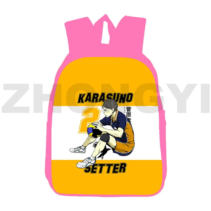 Haikyuu 3D Anime Nekoma Backpack 16 Inch Pink Student School Bag