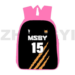 Haikyuu 3D Anime Nekoma Backpack 16 Inch Pink Student School Bag