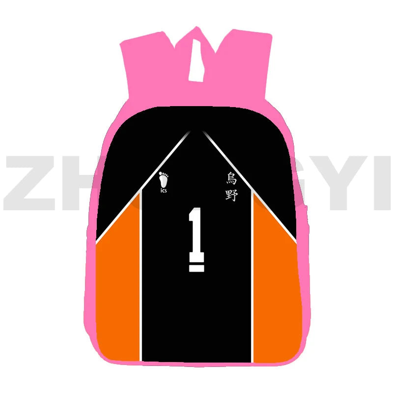 Haikyuu 3D Anime Nekoma Backpack 16 Inch Pink Student School Bag