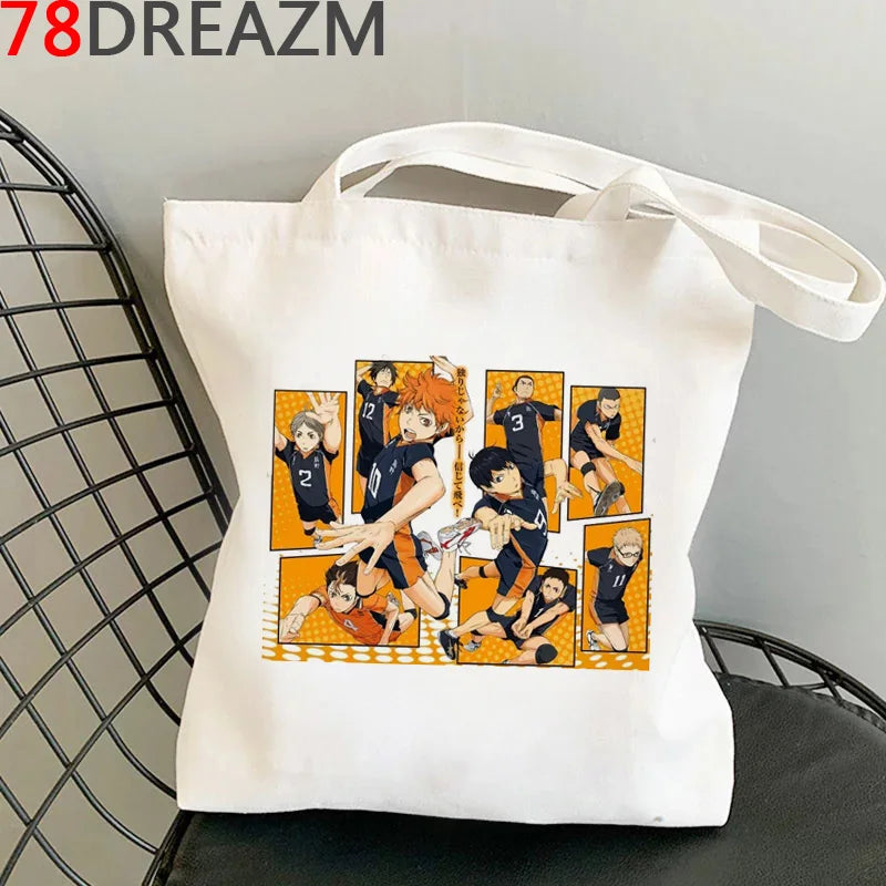 Haikyuu Cotton Reusable Shopper Bag Reciclaje Sac Toile