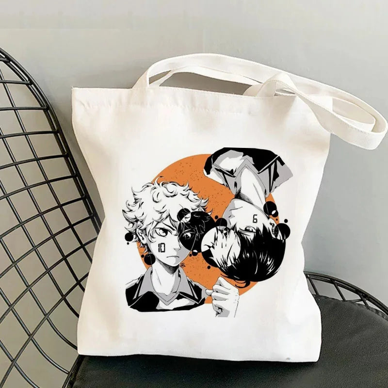 Haikyuu Shopping Bag Eco Canvas Reusable String Net Sacolas