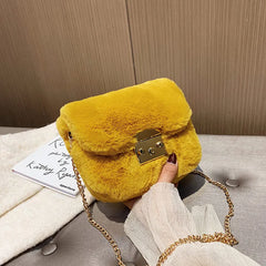 Winter Messenger Bag Metal Chain Strap Party Girl Handbag