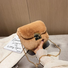 Winter Messenger Bag Metal Chain Strap Party Girl Handbag