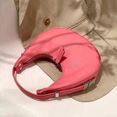 Half-Moon PU Leather Underarm Handbag for Women