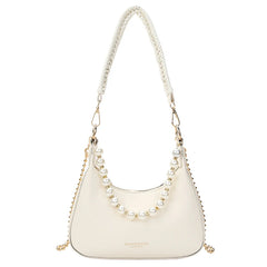 Half-Moon Small PU Leather Crossbody Bag For Women Chain Armpit Shoulder Handbag