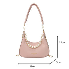 Half-Moon Small PU Leather Crossbody Bag For Women Chain Armpit Shoulder Handbag